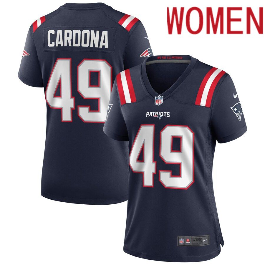 Women New England Patriots 49 Joe Cardona Nike Navy Game NFL Jersey